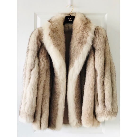 Authentic Fox Fur Stunning White & Tan Coat - Picture 2 of 6